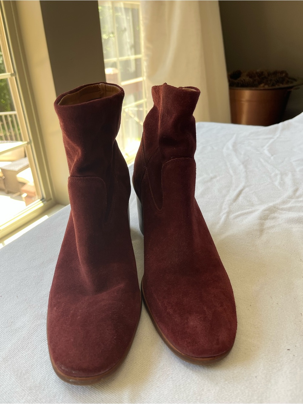 Lucky Brand Burgundy Suede Ankle Booties